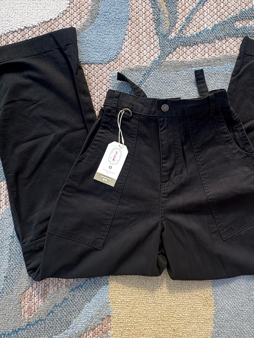 High-Waist Wide-Leg Black Utility Pants